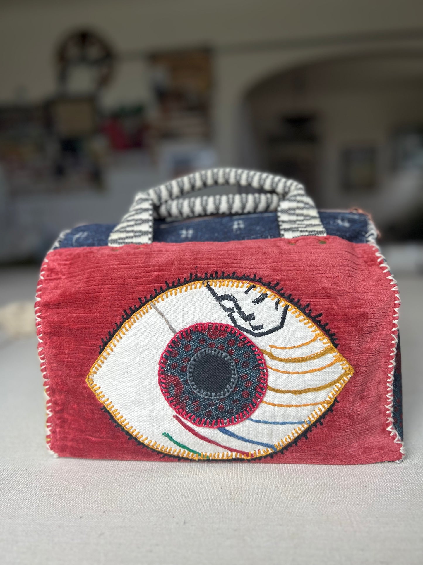 The Cosmic Carry-All – Hand-Embroidered Bowler Bag