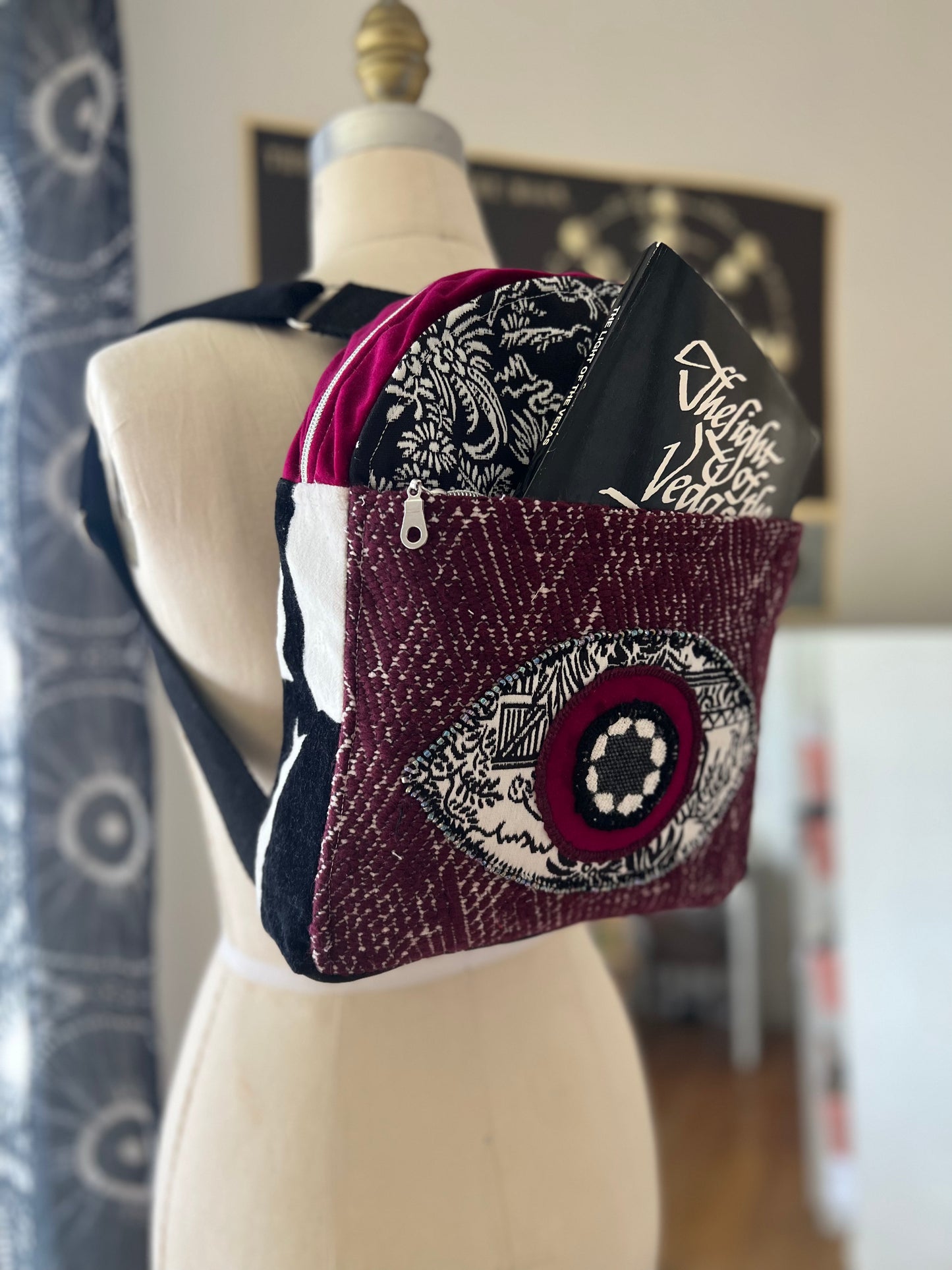 3rd Eye to the Sky, Hand Embroidered Mini Backpack