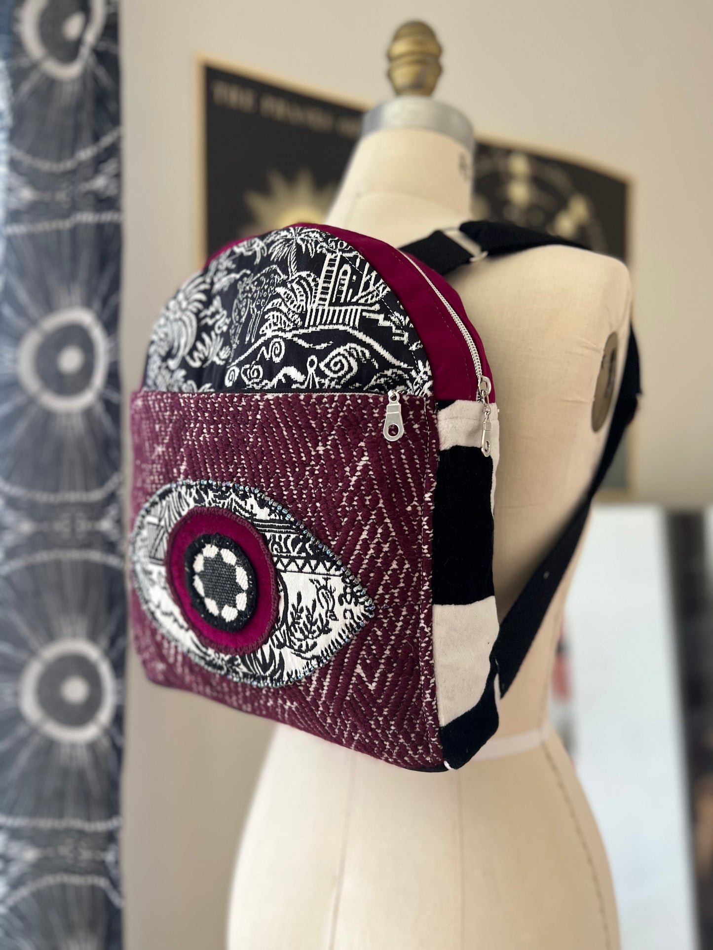 3rd Eye to the Sky, Hand Embroidered Mini Backpack