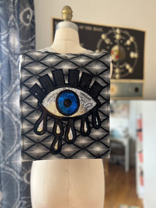 Silver Sequined All Seeing Eye Rucksack
